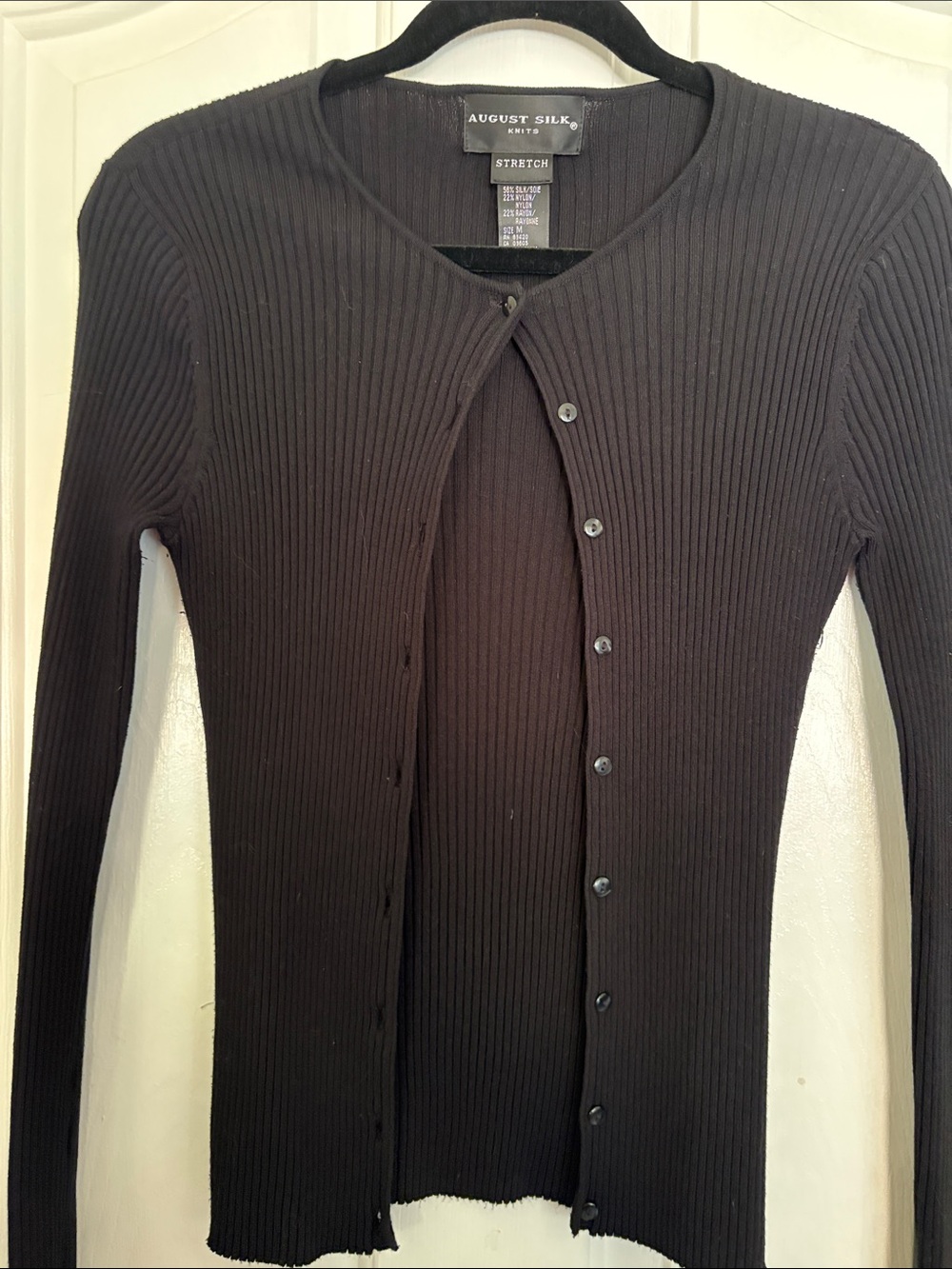 august silk Black Ribbed Slim Button-Front Cardigan - Picture 2 of 5